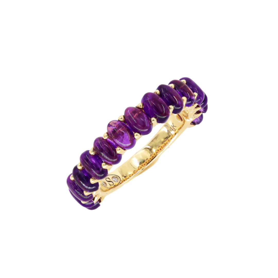 Amethyst Oval Cabochon Eternity Ring