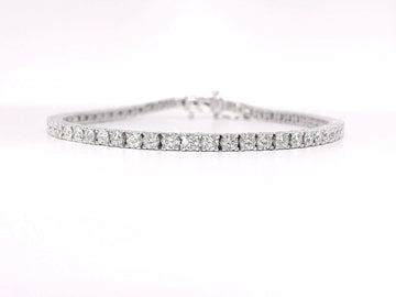 Natural Diamond Tennis Bracelet With Signature Black Diamond Lock