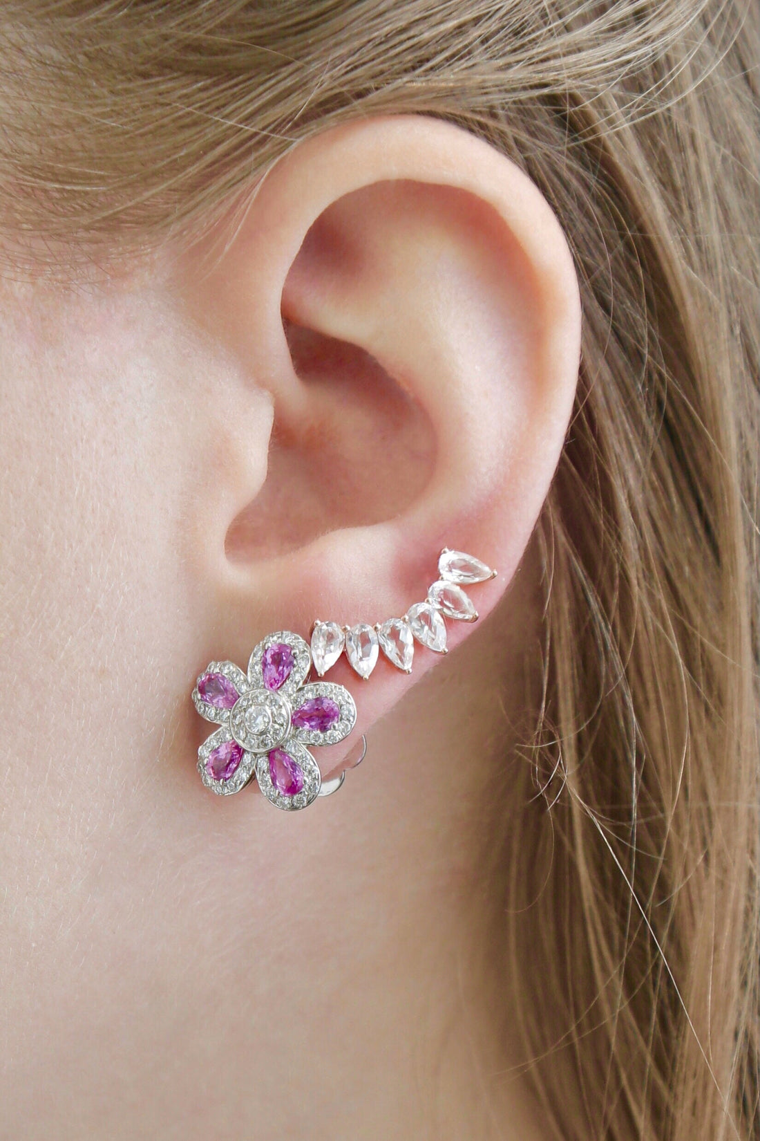 White Topaz Ear Climbers