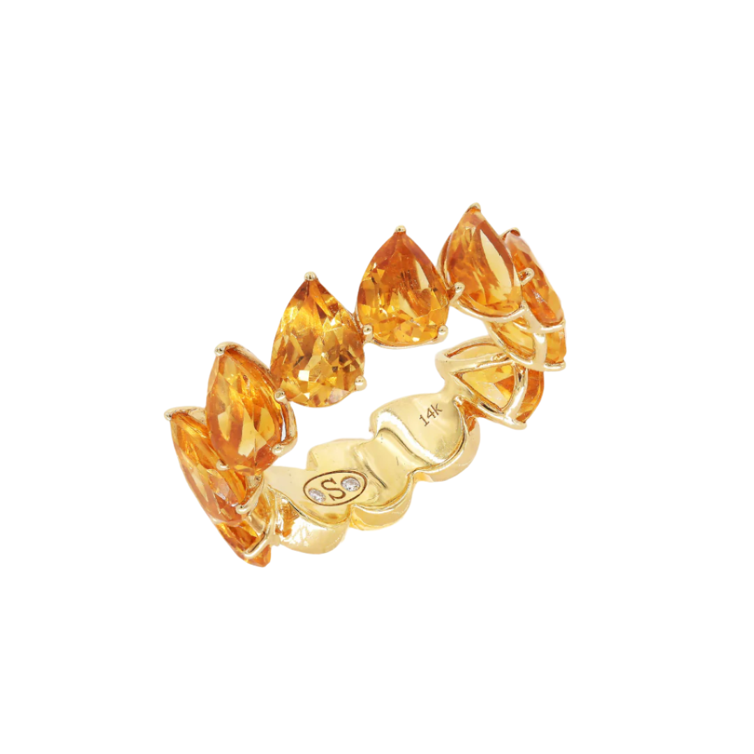 Golden Topaz Pear Shape Eternity Ring