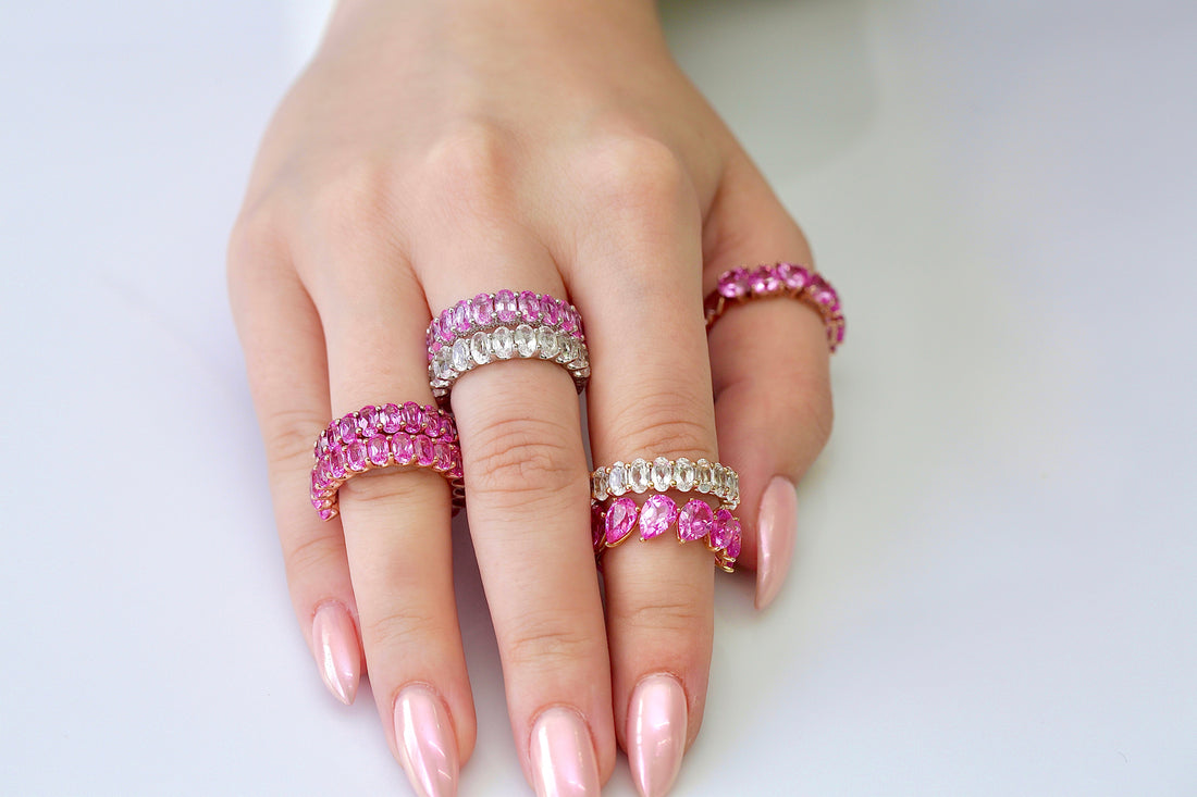 Pink Amethyst Oval Eternity Ring