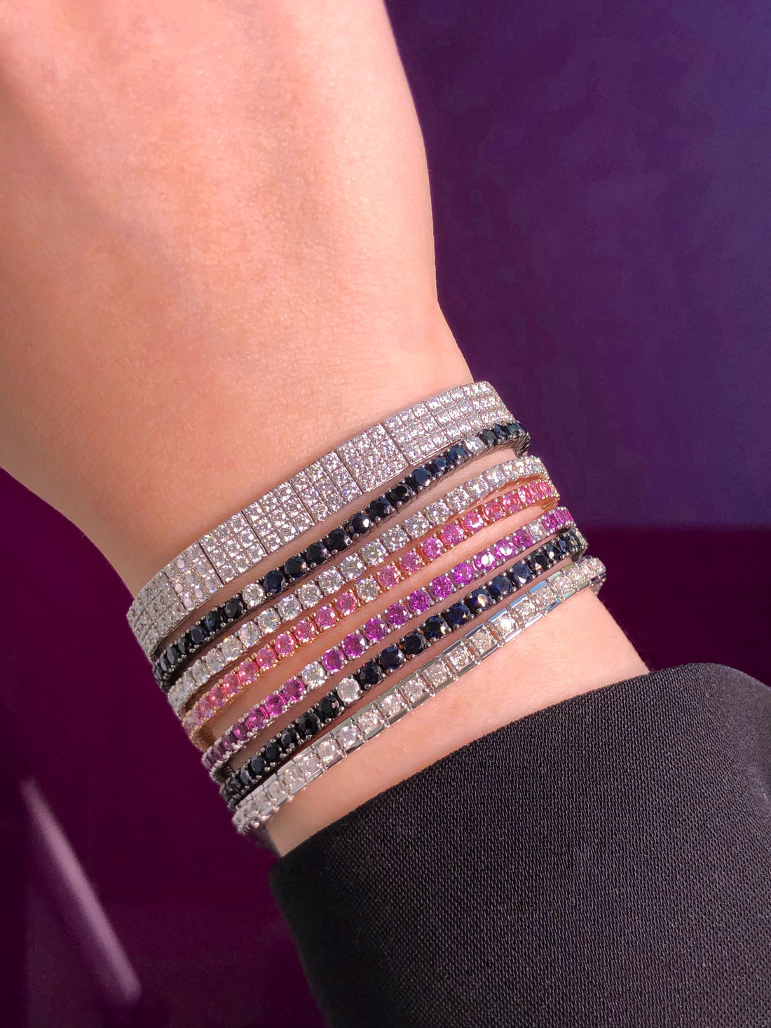 Rhodolite & Diamond Tennis Bracelet Stacking Essentials