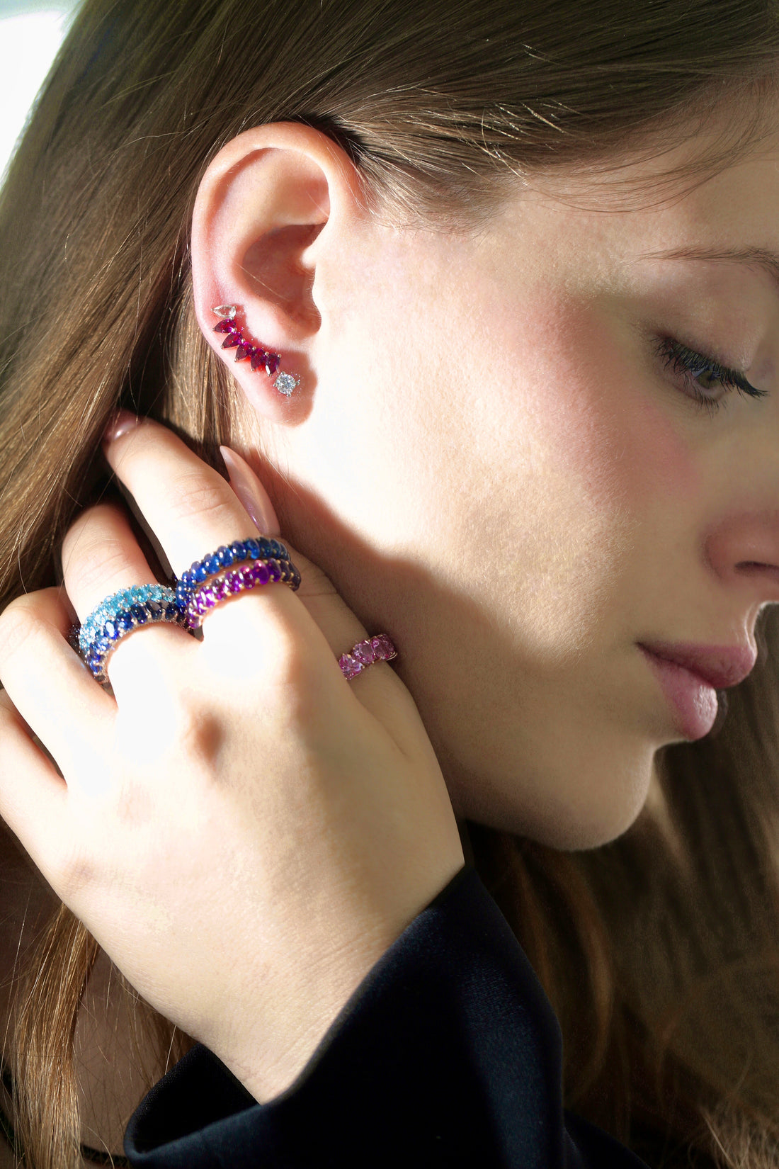 Rhodolite & White Topaz Earrings