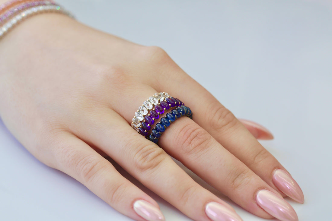 Amethyst Oval Cabochon Eternity Ring