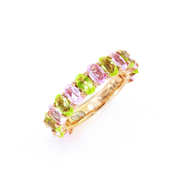 Pink Sapphire & Peridot Oval Eternity Ring