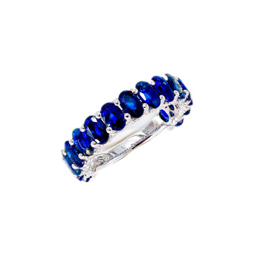 Sapphire Oval Eternity Ring With Illusion Diamonds