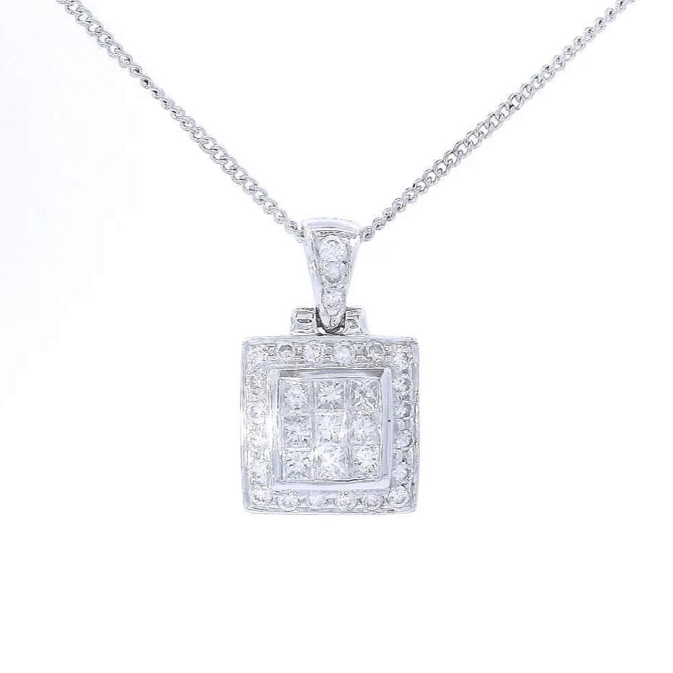 Signature Invisible Setting & Pavé Square Pendant with Natural Diamonds