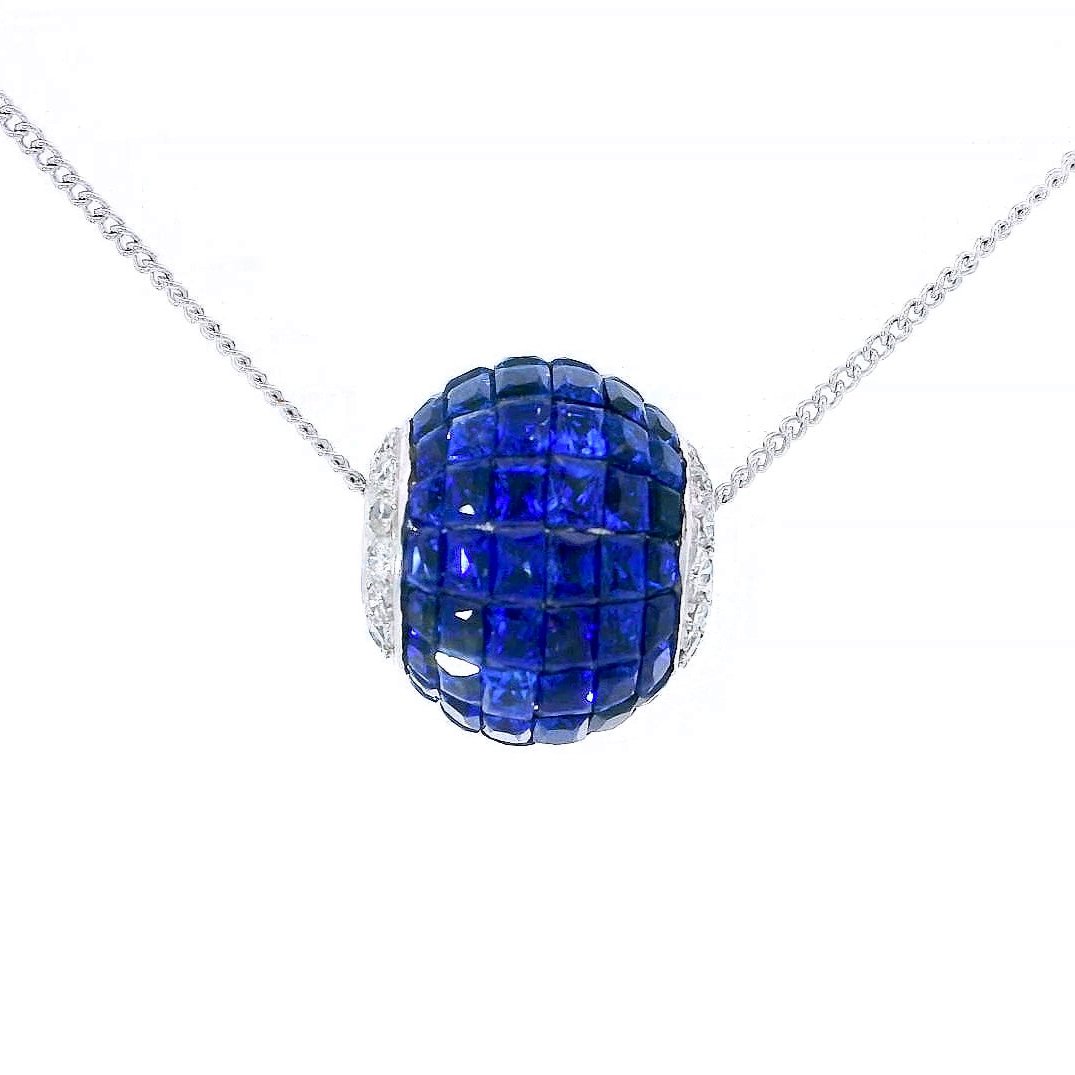 Signature Invisible Setting Disco Pendant with Blue Sapphires & Diamonds