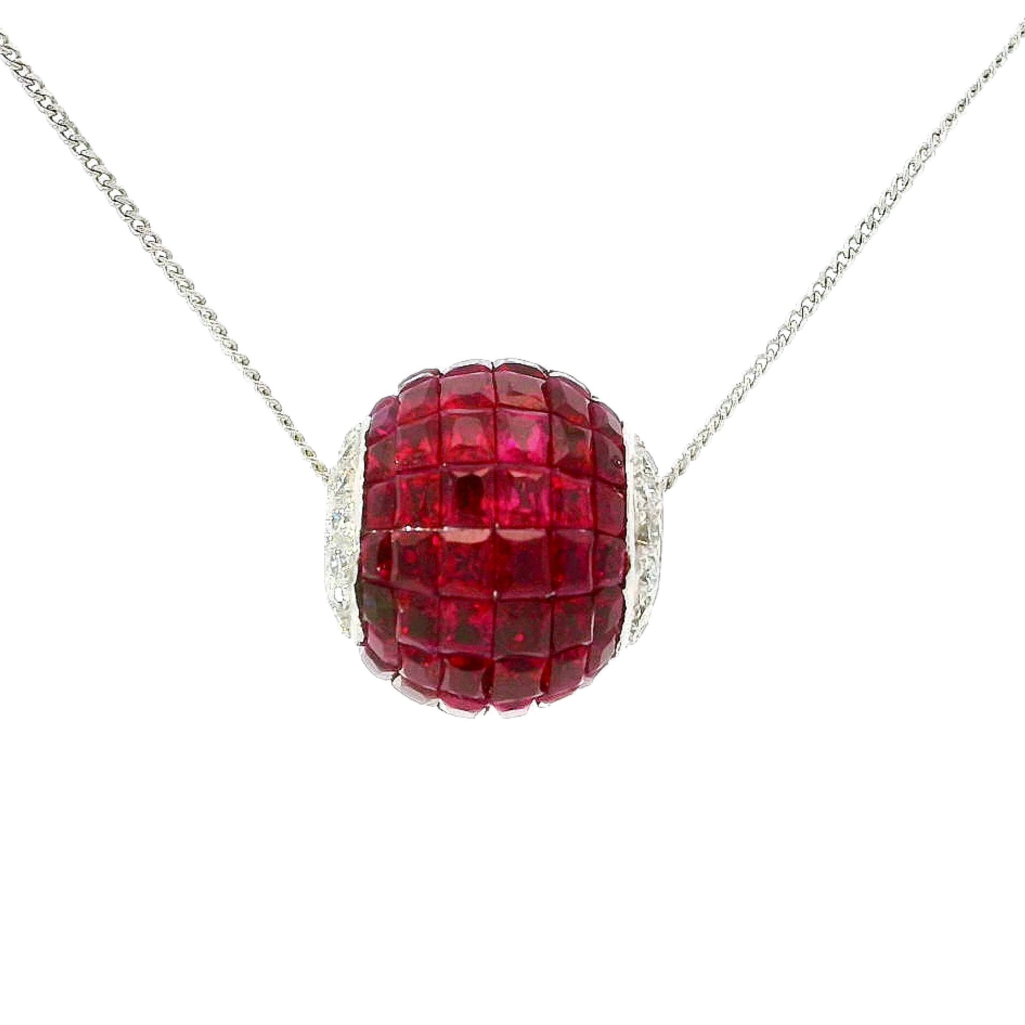 Signature Invisible Setting Disco Pendant with Rubies & Diamonds